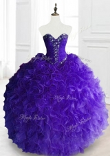 New Style Purple In Stock Quinceanera Dresses with Beading and Ruffles