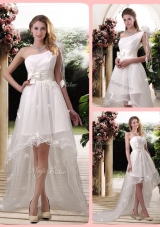 Exclusive One Shoulder High Low Wedding Dresses with Appliques