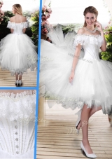 New Style Off the Shoulder Wedding Dresses with High Low