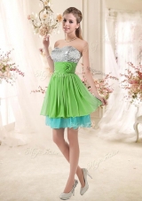 2016 Affordable Sweetheart Short Bridesmaid Dresses with Sequins and Belt
