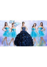 Customized Taffeta Bubles and Beaded Sweet 16 Dress and Short Baby Blue Dama Dresses