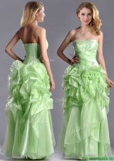 Classical Beaded and Bubble Organza Prom Dress in Yellow Green