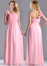 2016 New Style Baby Pink Dama Dress with Handcrafted Flowers Decorated One Shoulder