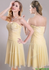 Elegant Applique Chiffon Yellow Short Christmas Party Dress with Side Zipper