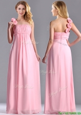 2016 New Style Baby Pink Dama Dress with Handcrafted Flowers Decorated One Shoulder