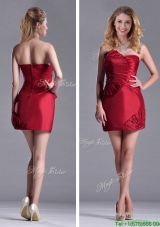 Best Selling Column Wine Red Bridesmaid Dress with Asymmetrical Neckline