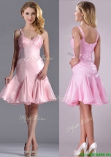 Lovely Beaded Bust Straps Short Dama Dress in Baby Pink