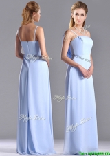 Popular Chiffon Spaghetti Straps Long Bridesmaid Dress with Zipper Up