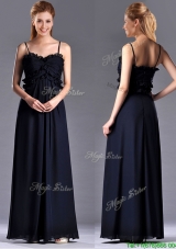 Simple Empire Straps Chiffon Ruching Navy Blue Bridesmaid Dress for Holiday