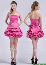 Cheap A Line Bubble and Bowknot Taffeta Dama Dress in Hot Pink