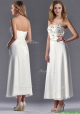 Beautiful Applique with Beading White Mother Dress in Tea Length
