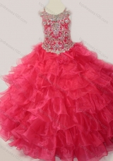Cute Ball Gown Coral Red Beading and Ruffled Layers Mini Quinceanera Dress with Straps and Off the Shoulder