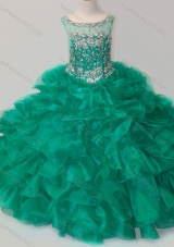 Exquisite Beaded and Ruffled Organza Mini Quinceanera Dresses in Green