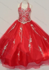 Lovely Organza Halter Top Beaded Mini Quinceanera Dresses in Red