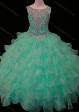 New Arrivals Mint Scoop Mini Quinceanera Dresses with Beading and Ruffled Layers