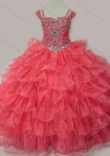 Perfect Sweetheart Beaded Mini Quinceanera Dress with Spaghetti Straps in Coral Red