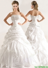 Beautiful A Line Beaded and Ruffled Wedding Dresses with Taffeta