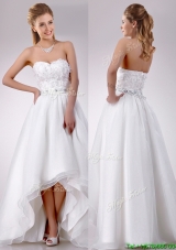 Fashionable High Low Organza Wedding Dress with Beading