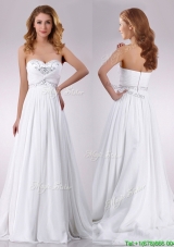 The Brand New Sweetheart Brush Train Beaded Wedding Dress in Chiffon