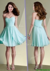 New Arrivals Empire Ruched Chiffon Short Dama Dress in Aqua Blue