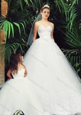 Delicate A Line Sweetheart Luxurious Wedding Dresses with Appliques and New Style Applique Flower Girl Dress in White