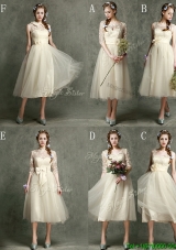 New Arrivals Tea Length Tulle Dama Dresses in Champagne