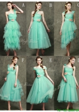 Cheap Hand Made Flowers Ankle Length Dama Dresses  in Apple Green
