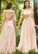 2016 Most Popular Off the Shoulder Half Sleeves  Mother Dresses with Ribbons