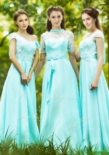Elegant  Chiffon Empire Long Mother Dresses  in Apple Green