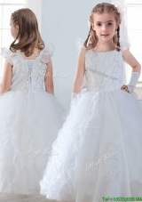 2016 Discount Organza Straps Little Girl Pageant Dress with Sequins and Ruffles