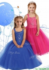 2016 Elegant Straps Beading Little Girl Pageant Dress in Ankle Length