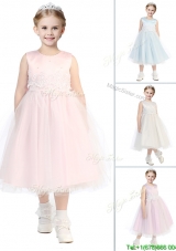 2016 New Arrivals Scoop Little Girl Pageant Dress with Appliques and Beading