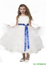 Romantic Ruffled Layers and Bowknot Little Girl Pageant Dress in White