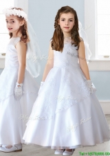 See Through Scoop Cap Sleeves Flower Girl Dress with Lace