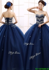 Discount Rhinestoned Really Puffy Quinceanera Dress in Navy Blue