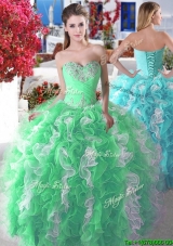 Wonderful Organza Big Puffy Sweet 16 Dress with Beading and Ruffles