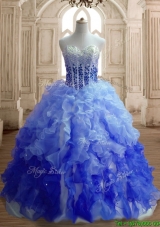 Hot Sale Big Puffy Gradient Color Quinceanera Dress with Beading and Ruffles