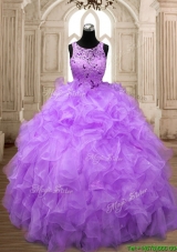 Popular Scoop Big Puffy Quinceanera Dress with Beading and Ruffles