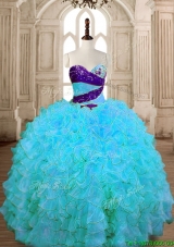 Unique Baby Blue Quinceanera Dress with Beading and Ruffles