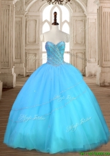 Beautiful Baby Blue Sweet 16 Dress with Beading for Spring