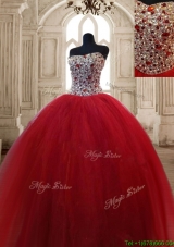 Hot Sale Beaded Bodice Sweet 16 Dress in Wine Red