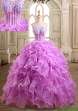Lovely Applique and Beaded Organza Quinceanera Dress in Lilac