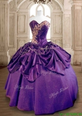 Exclusive Beaded and Ruffled Taffeta Sweet 16 Dress in Purple