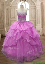 Sweet Beaded and Ruffled Layers Quinceanera Dress in Lilac for Spring