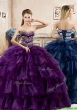 Perfect Big Puffy Organza Quinceanera Dress with Beading and Ruffled Layers
