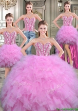 Exquisite Big Puffy Lilac Detachable Quinceanera Dresses with Beading and Ruffles