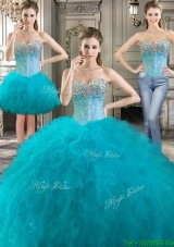 Latest Really Puffy Tulle Detachable Quinceanera Dresses with Beading and Ruffles