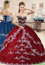 Inexpensive Beaded and Applique Quinceanera Dress in Wine Red