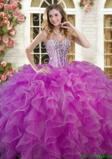 New Style Ruffled and Beaded Sweet 16 Dress in Lilac