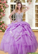 Pretty Beaded and Pick Ups Quinceanera Dress in Lilac for Spring